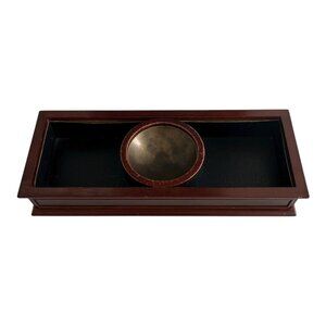 Bombay Company 2005 Wooden Desk Organizer with Brass Emblem Bowl – Mahogany Fini